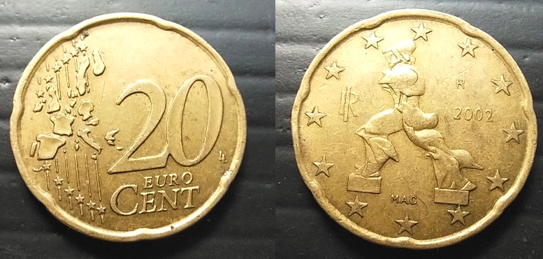 Italy 20 Euro Cent Coin 2002 15a Stampwala