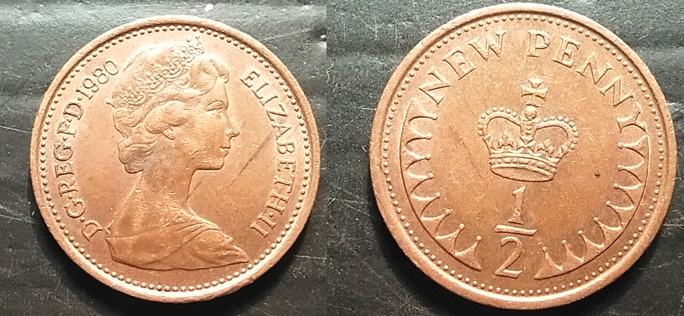 United Kingdom 1 2 Penny 1980 Queen Elizabeth Coin 16 Stampwala