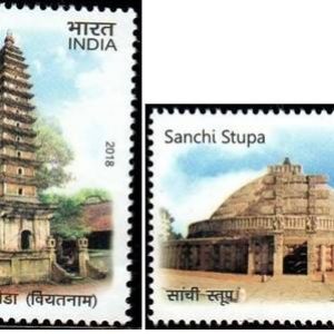 INDIA - 2018 INDIA - VIETNAM JOINT ISSUE ANCIENT ARCHITECTURE MIN STAMP SET