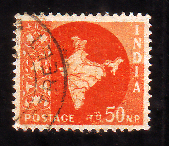 India Postage MAP OF INDIA – Year 1957 – 50np DEFINITIVE stamp #idf2 ...