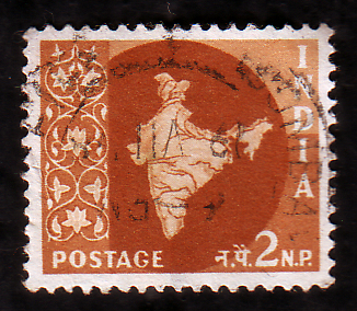 India Postage MAP OF INDIA – Year 1957 – 2np DEFINITIVE stamp #idf2 ...