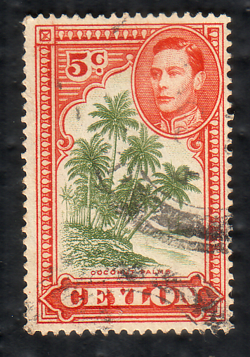 British Ceylon Postage 1942 King George VI 5c stamp #WKGV1 – Stampwala