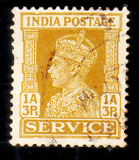 British India Postage 1941 King George VI 1A3Ps Service Stamp #ibps1 ...