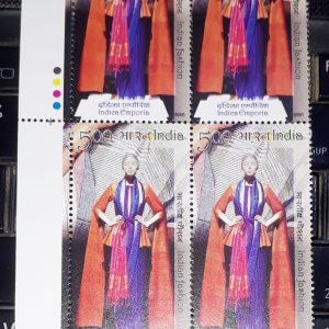 BLOCK OF 4 - 2020 INDIA STAMPS - INDICA EMPORIA - INDIAN FASHION - MNH STAMP with Traffic Light T/L #pk