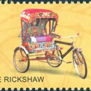CYCLE RICKSHAW - INDIA STAMP – MEANS OF TRANSPORT through the ages – Stamps MNH MINT 2017 – Car, Bus, Palanquin, Bullock Cart, Rickshaw, Vintage Car, Public Transport Theme #pk