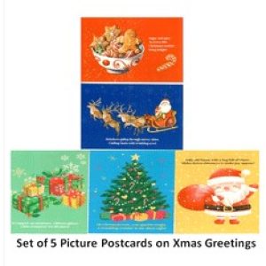 SET OF 5 PICTURE POST CARDS ON XMAS GREETINGS THEME issued by India Post #pk