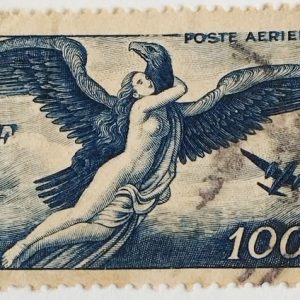 France 1947 Postage Aegina abducted by Zeus 100f stamp #WU1