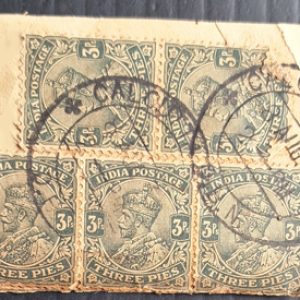 British India 1935 Postal Cover King George V Calcutta cancel 5 stamps #ibps1