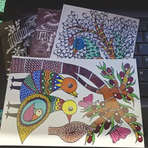 PICTURE POSTCARD SET OF 4 - TRIBAL PAINTINGS OF MAHARASHTRA - Warli Painting - Gond Art - Post card Issued by Department of Post #pk