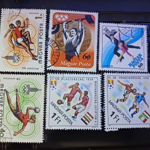 HUNGARY POSTAGE STAMP - RARE SET OF 6 SPORTS THEME STAMPS #pk