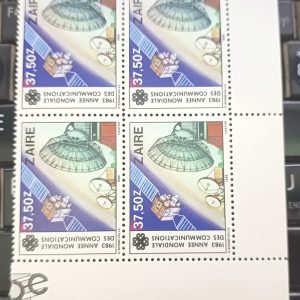 BLOCK OF 4 - ZAIRE STAMP - Telecommunication, Satellite, Space, Science, Africa, African Country Stamps Theme #pk